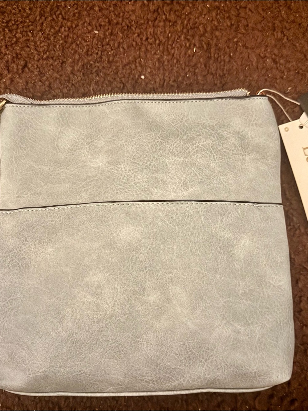 Women's Light Gray Faux Leather Crossbody Bag